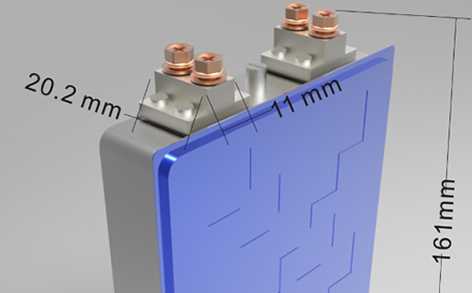 天康钛酸锂电池2.4V/26Ah外形图 天康钛酸锂电池2.4V/26Ah外形图